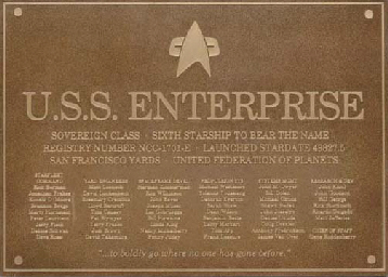 ENTERPRISE-E DEDICATION PLAQUE  
