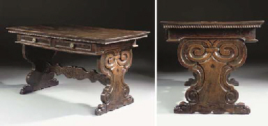 AN ITALIAN WALNUT CENTRE TABLE  