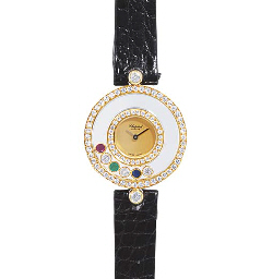 CHOPARD AND LONGINES A LADY'S 18K GOLD AND GEM-SET QUARTZ WR...