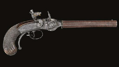 A RARE NINE-SHOT FLINTLOCK REPEATING MAGAZINE PISTOL ON THE LORENZONI PRINCIPLE, BY H.W. MORTIMER & CO., LONDON, GUN MAKERS TO HIS MAJESTY 