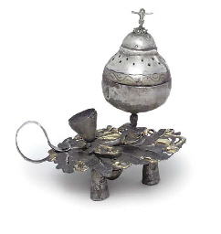 A GREEK PARCEL-GILT SILVER INCENSE-BURNER