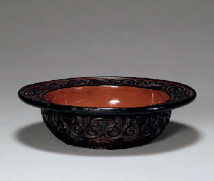 A Carved-Lacquer (Guri) Serving Bowl for Sweets (Kashiki)  