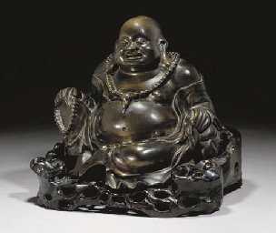 A large Chinese bronze figure of Budai, 19th century