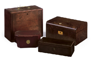 A MID-VICTORIAN WALNUT VENEERED SEWING BOX