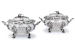 A PAIR OF GEORGE III SILVER SAUCE-TUREENS AND COVERS