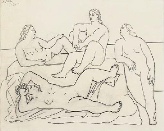 Groupe de quatre baigneuses  