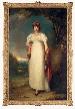Portrait of Mrs John Halkett (d. 1805), full-length, in a white dress, with an embroidered headdress and shawl, in an extensive landscape