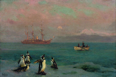 A Ship lying off a Penguin Rookery  