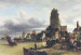 A view of Dordrecht harbour with the Grote Kerk in the background