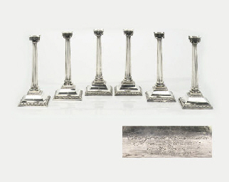 A fine set of six Dutch silver candlesticks