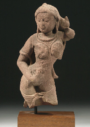 A Central Indian mottled red sandstone female figure