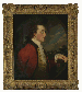 Portrait of Admiral Charles Hamilton, half-length, in a red coat with fur trim, holding a book by Milton, a landscape beyond, in a feigned oval