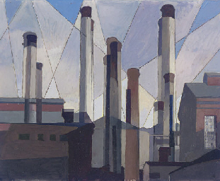 sheeler charles stacks celebration painting paintings industrial artwork landscape american precisionism 1883 1965 demuth artist precisionist auction past lot paintingstar