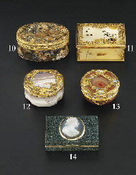 A GEORGE III GOLD-MOUNTED HARDSTONE SNUFF-BOX