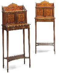 A PAIR OF LATE VICTORIAN GILT-METAL MOUNTED SATINWOOD AND MA...