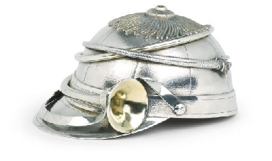 A fine and unusual austrian silver cup shaped as a helmet