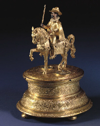 A rare South German engraved gilt-brass and gilt-copper stri...