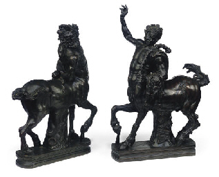 A PAIR OF ITALIAN BRONZE MODELS OF THE FURIETTI CENTAURS