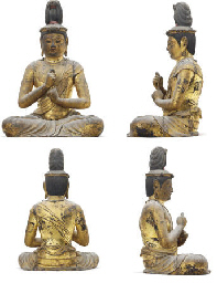 A Highly Important Wood Sculpture of Dainichi Nyorai (Mahavairocana) 