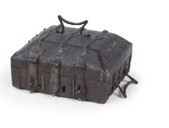 AN IRON-MOUNTED 'CUIR CISELE' CASKET  