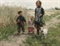 Children walking through a meadow
