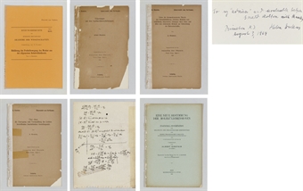 EINSTEIN, Albert (1879-1955). Collection of 130 offprints of his own scientific papers, the most important and comprehensive collection extant, several with autograph additions and corrections and most with printed presentation statement Ueberreicht vom Verfasser.