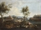 Paesaggio fluviale con pastore e gregge