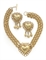 A CHRISTIAN LACROIX GILT-METAL TRIPLE-CHAIN HEART NECKLACE WITH MATCHING EAR-CLIPS, 