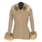 AN YVES SAINT LAURENT RIVE GAUCHE CAMEL CABLE KNIT AND FOX FUR SWEATER JACKET, 