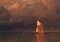 Sailing boat at sunset on the gulf of Finland