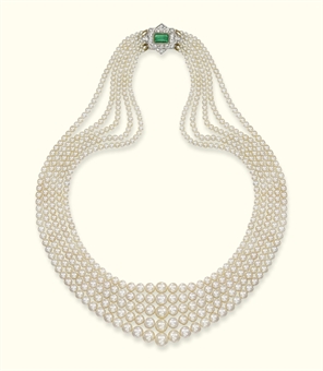 AN ART DECO FIVE-ROW NATURAL PEARL NECKLACE from christies.com