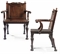 A PAIR OF EARLY GEORGE III MAHOGANY HALL CHAIRS