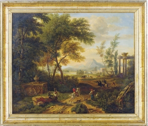A hunting scene in a wooded valley  