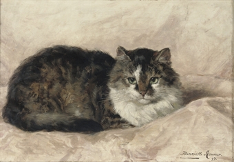 On a pink pillow - Henriette Ronner