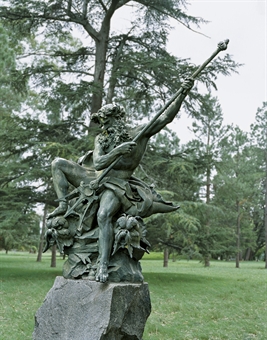 AN IMPORTANT FRENCH OVER-LIFE-SIZE CAST-IRON FIGURE OF NEPTUNE  
