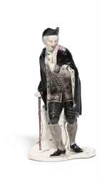 A NYMPHENBURG FIGURE OF L'ABBE OR ANSELMO FROM THE COMMEDIA ...