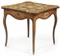 AN ITALIAN PIETRA PAESINA-INSET WALNUT, BURR-THUYA AND FRUITWOOD GAMES TABLE 