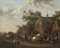 Figures on horseback at rest by an inn