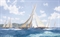 Endeavour crosses ahead; Valsheda and Endeavour racing 1999, Antigua Classics Regatta