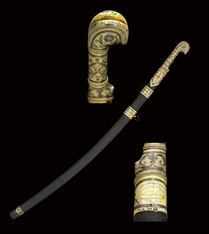 A Caucasian parcel gilt and niello shashka