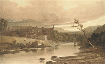 Bolton Abbey on the banks of the River Wharfe, Yorkshire  