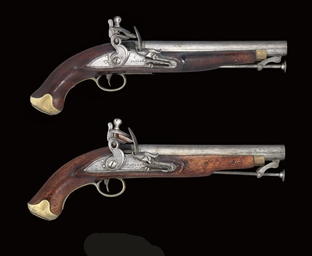 TWO FLINTLOCK PISTOLS BUILT ON THE NEW LAND SERVICE PATTERN ...