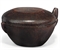 AN AFRICAN ROUGH HEWN WOOD COVERED BOWL AND COVER  