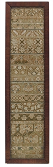 A CHARLES II NEEDLEWORK BAND SAMPLER  