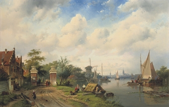 A river landscape in summer  