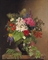 Convulvulus, lupins, speedwell and fuschia in a vase  