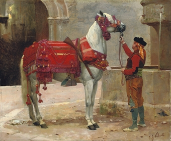 An Andalusian horse and rider  