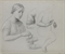 Studies of a woman, clothed and nude, with three subsidiary studies of her arm 