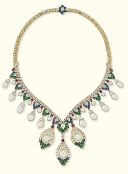 A NATURAL AND CULTURED PEARL, DIAMOND AND MULTI-GEM NECKLACE, BY VAN CLEEF & ARPELS | Jewelry Auction | 1970s, Jewelry | Christie's