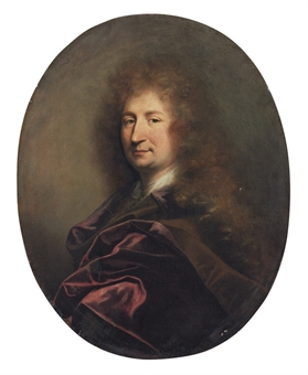 Portrait of a gentleman, bust-length, in a velours craimoisi-lined brown mantle